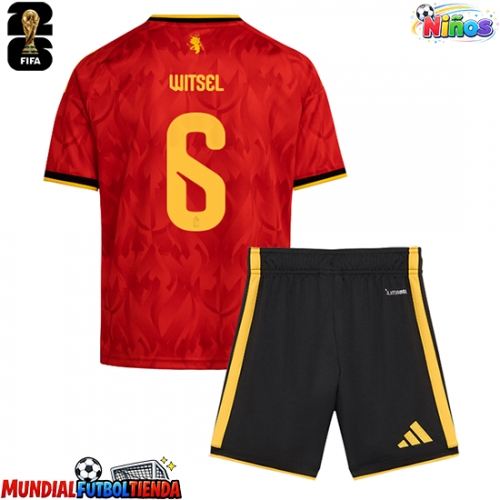 Camiseta Bélgica Axel Witsel #6 Primera Equipación Replica Mundial 2026 para niños mangas cortas (+ Pantalones cortos)